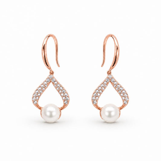 Rose Gold Luna Pearl Loop Earrings product image 1