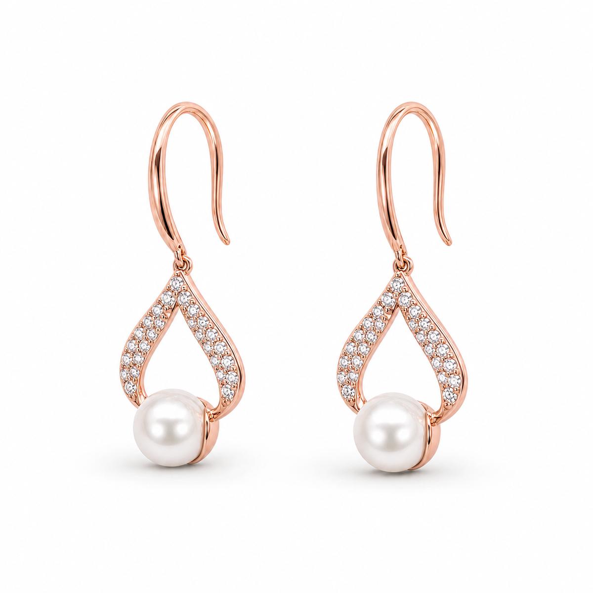 Rose Gold Luna Pearl Loop Earrings product image 3