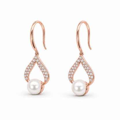 Rose Gold Luna Pearl Loop Earrings product image 3