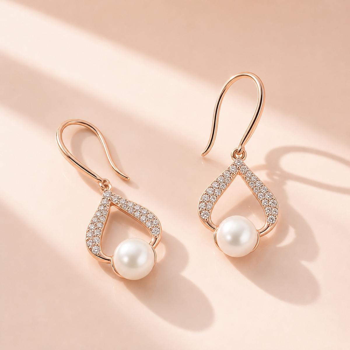 Rose Gold Luna Pearl Loop Earrings product image 5