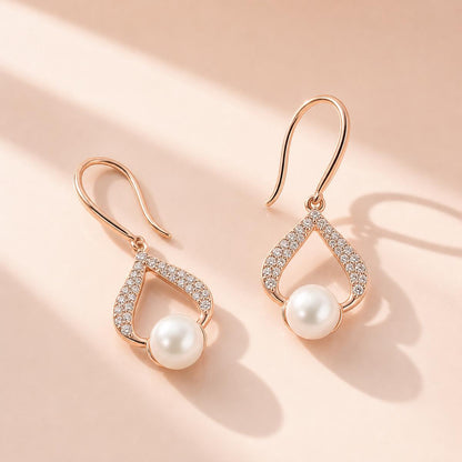 Rose Gold Luna Pearl Loop Earrings product image 5