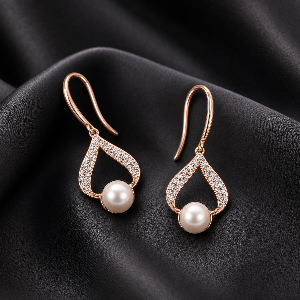 Rose Gold Luna Pearl Loop Earrings product image 6