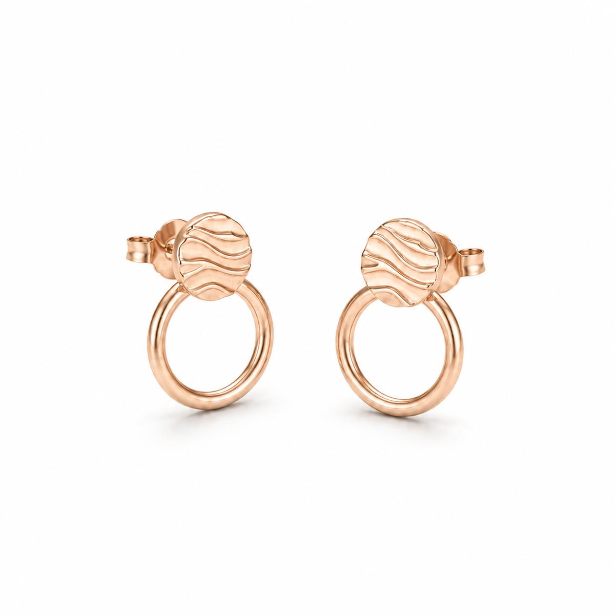 Rose Gold Luna Ribbed Ring Earrings product image 1