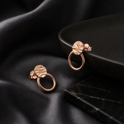 Rose Gold Luna Ribbed Ring Earrings product image 2