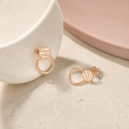 Rose Gold Luna Ribbed Ring Earrings product image 4