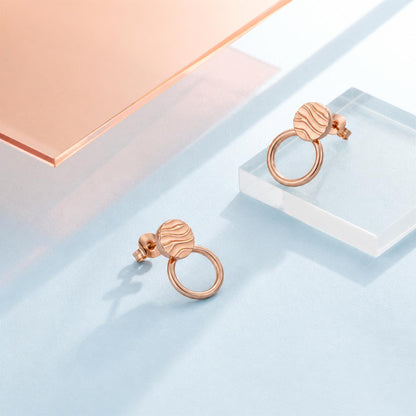 Rose Gold Luna Ribbed Ring Earrings product image 5