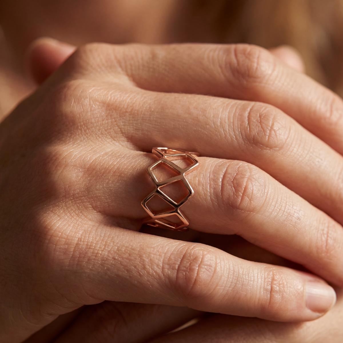 Rose Gold Mesh Ring design detail