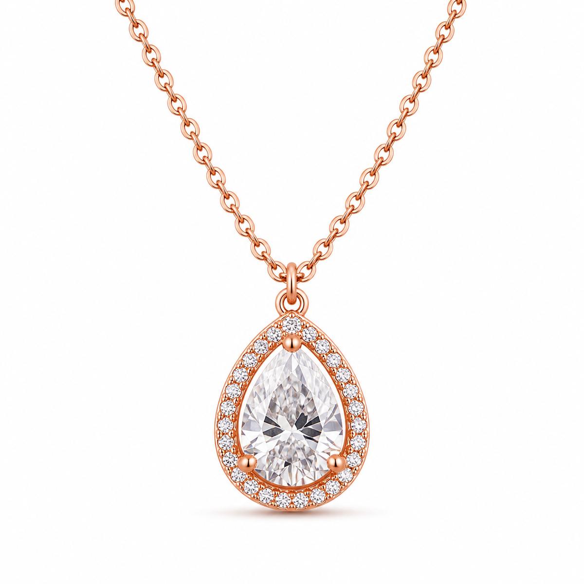 Rose Gold Mira Pear Halo Pendant product image 1