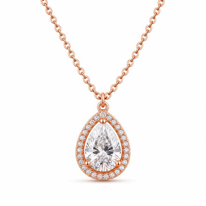 Rose Gold Mira Pear Halo Pendant product image 1