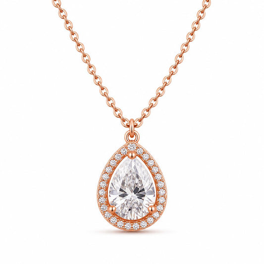 Rose Gold Mira Pear Halo Pendant product image 1