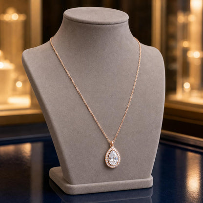 Rose Gold Mira Pear Halo Pendant product image 6