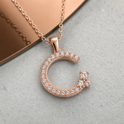Rose Gold Moonlit Crescent Pendant design detail