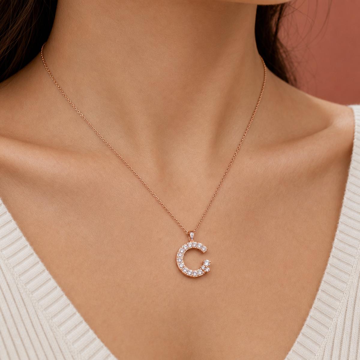 Rose Gold Moonlit Crescent Pendant product image 3