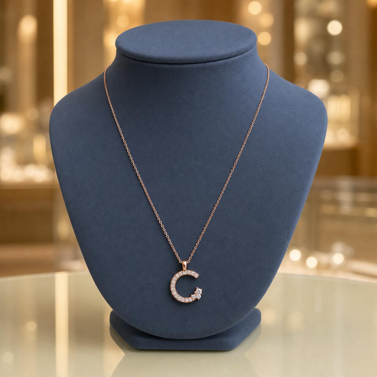 Rose Gold Moonlit Crescent Pendant product image 6