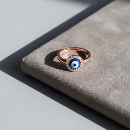 Rose Gold Adjustable Nazar Ring design detail