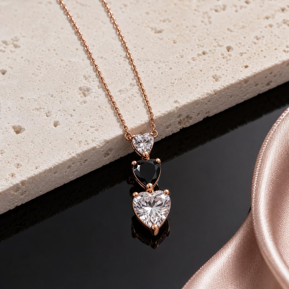 Rose Gold Noir Heart Cascade Necklace product image 5