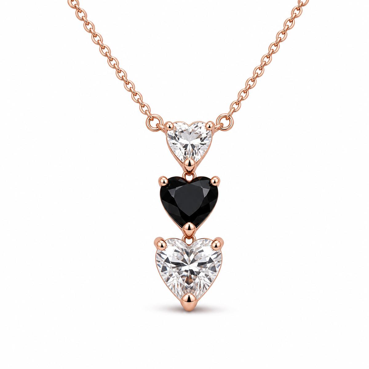 Rose Gold Noir Heart Cascade Necklace product image 1