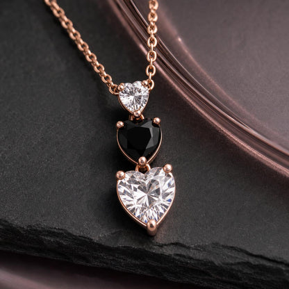 Rose Gold Noir Heart Cascade Necklace design detail