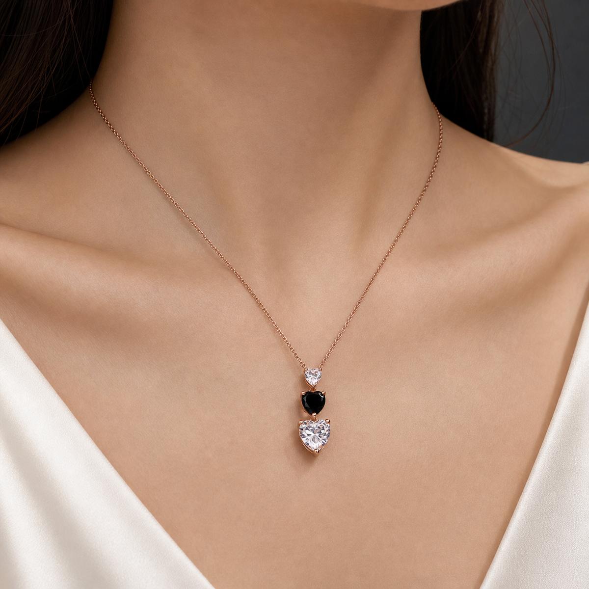 Rose Gold Noir Heart Cascade Necklace product image 3