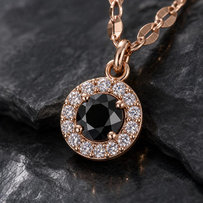 Rose Gold Noir Orbit Pendant design detail