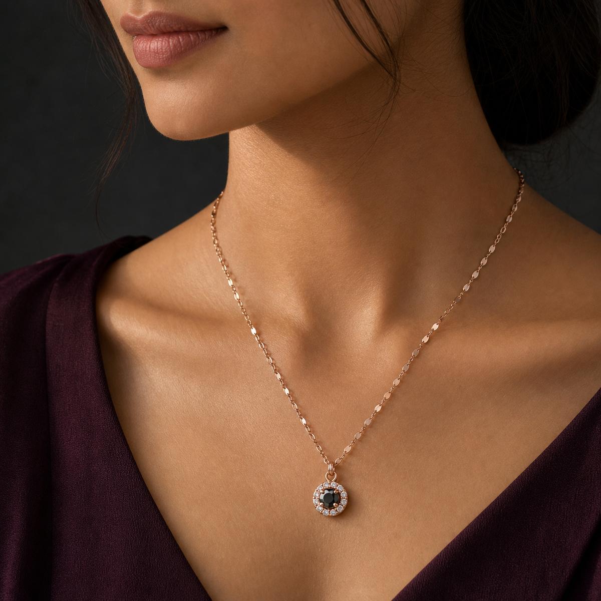 Rose Gold Noir Orbit Pendant product image 3