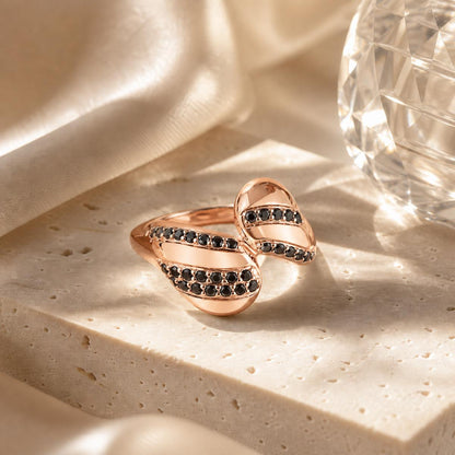 Rose Gold Adjustable Noir Wave Ring product image 2
