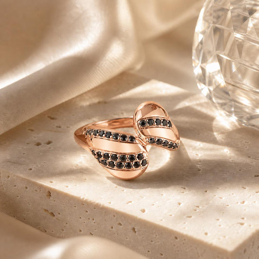 Rose Gold Adjustable Noir Wave Ring product image 2