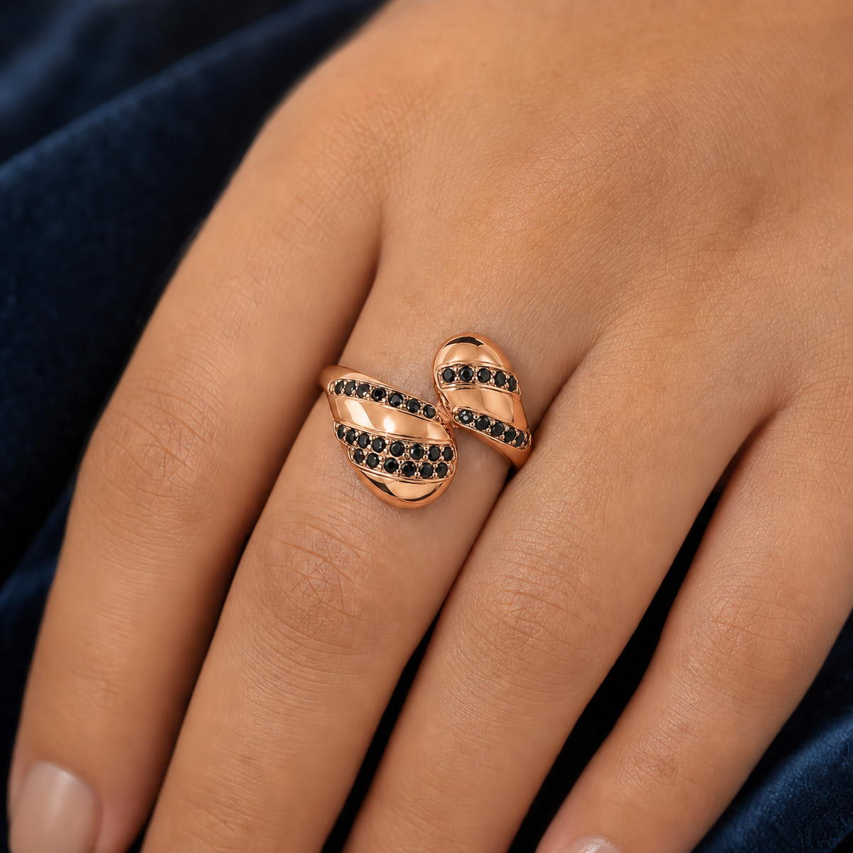 Rose Gold Adjustable Noir Wave Ring product image 3