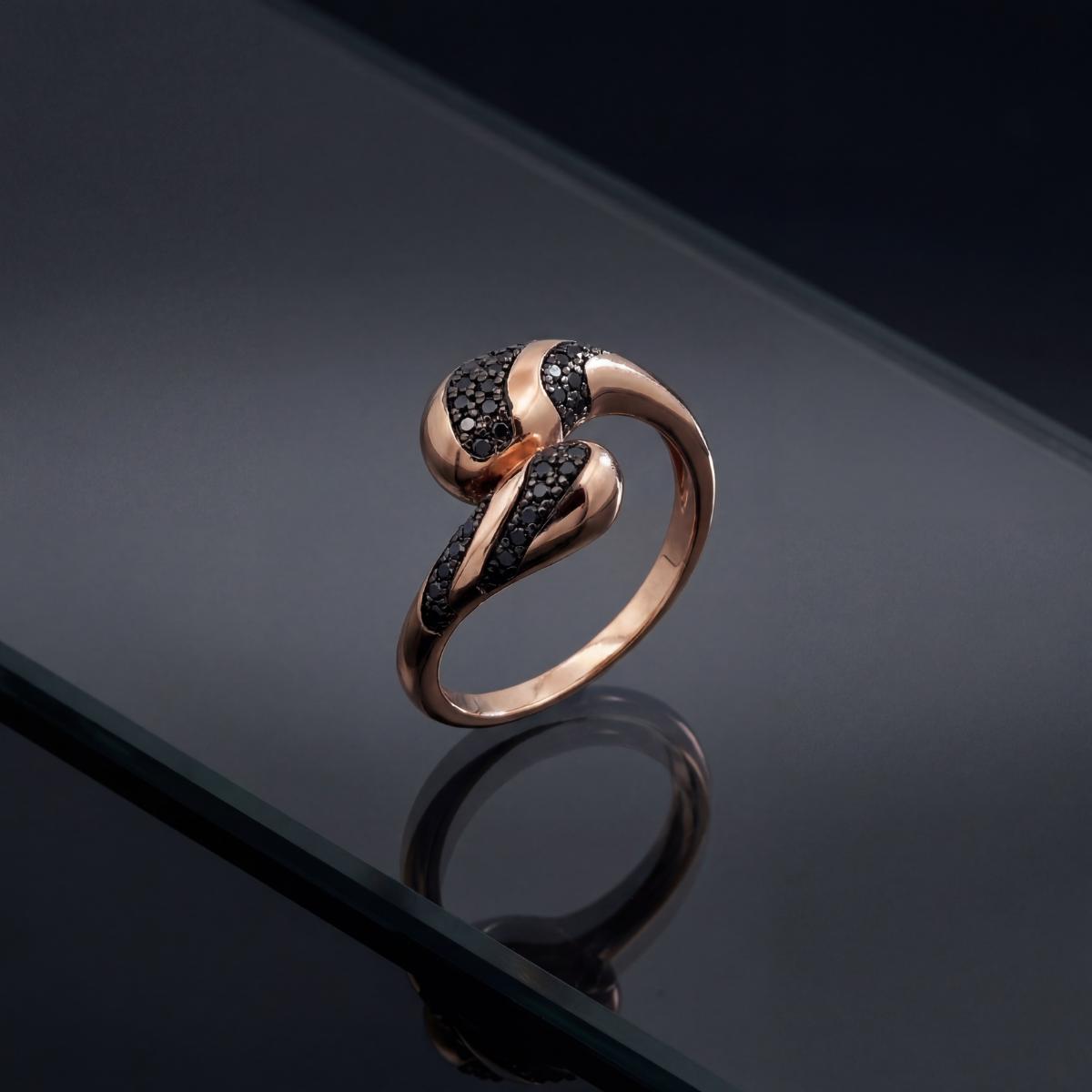 Rose Gold Adjustable Noir Wave Ring product image 3