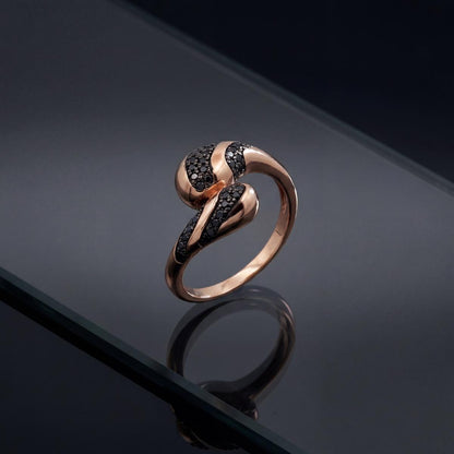 Rose Gold Adjustable Noir Wave Ring product image 3