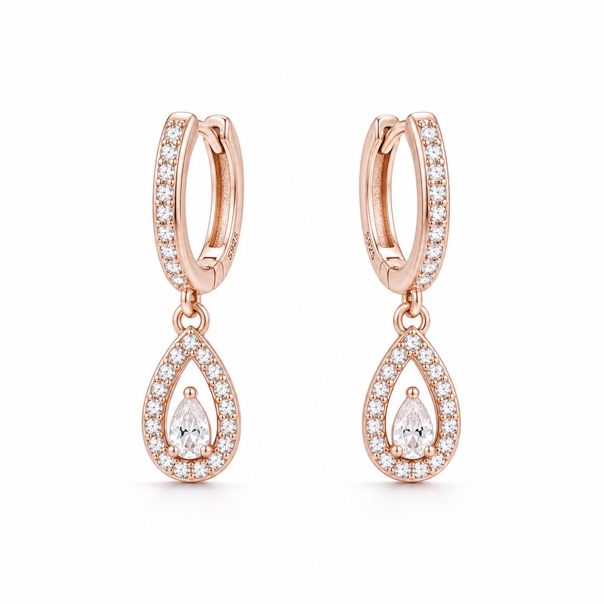 Rose Gold Noor Pear Huggie Earrings product image 1