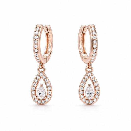 Rose Gold Noor Pear Huggie Earrings product image 1