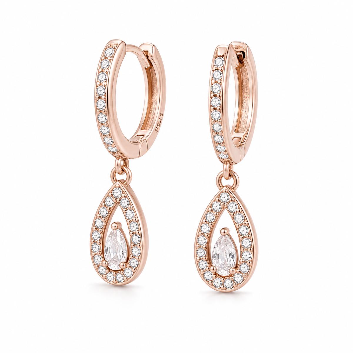 Rose Gold Noor Pear Huggie Earrings product image 3
