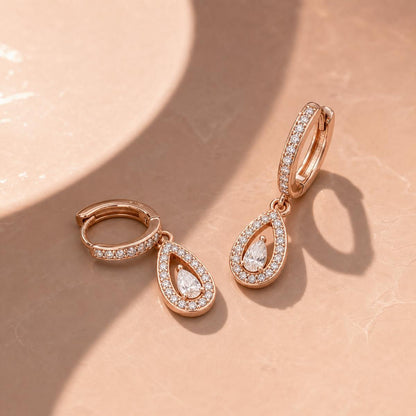 Rose Gold Noor Pear Huggie Earrings product image 5