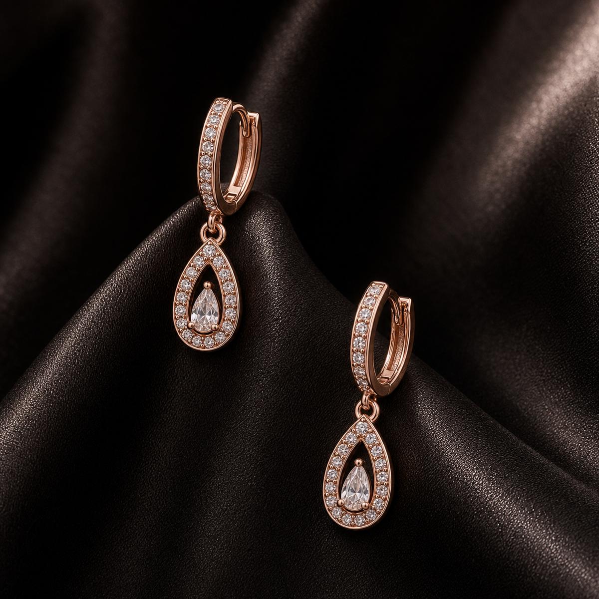 Rose Gold Noor Pear Huggie Earrings product image 6