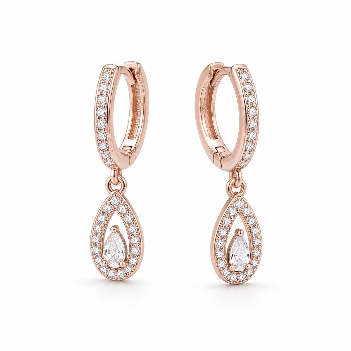 Rose Gold Noor Pear Huggie Earrings product image 2