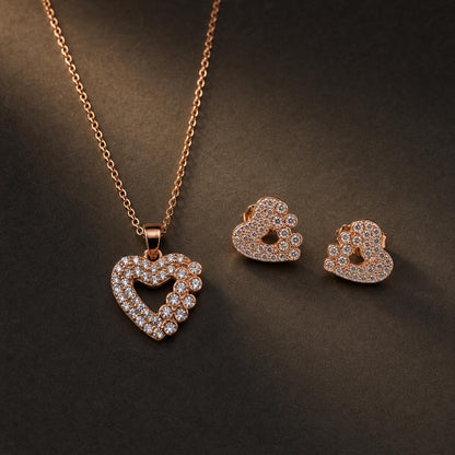 Rose Gold Open Heart Halo Jewellery Set product image 2