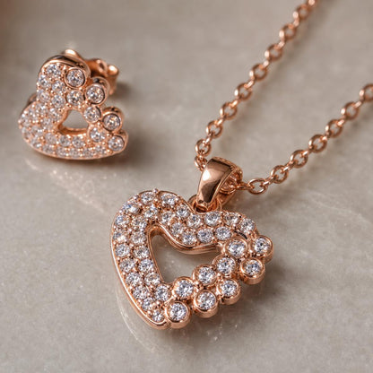 Rose Gold Open Heart Halo Jewellery Set product image 4