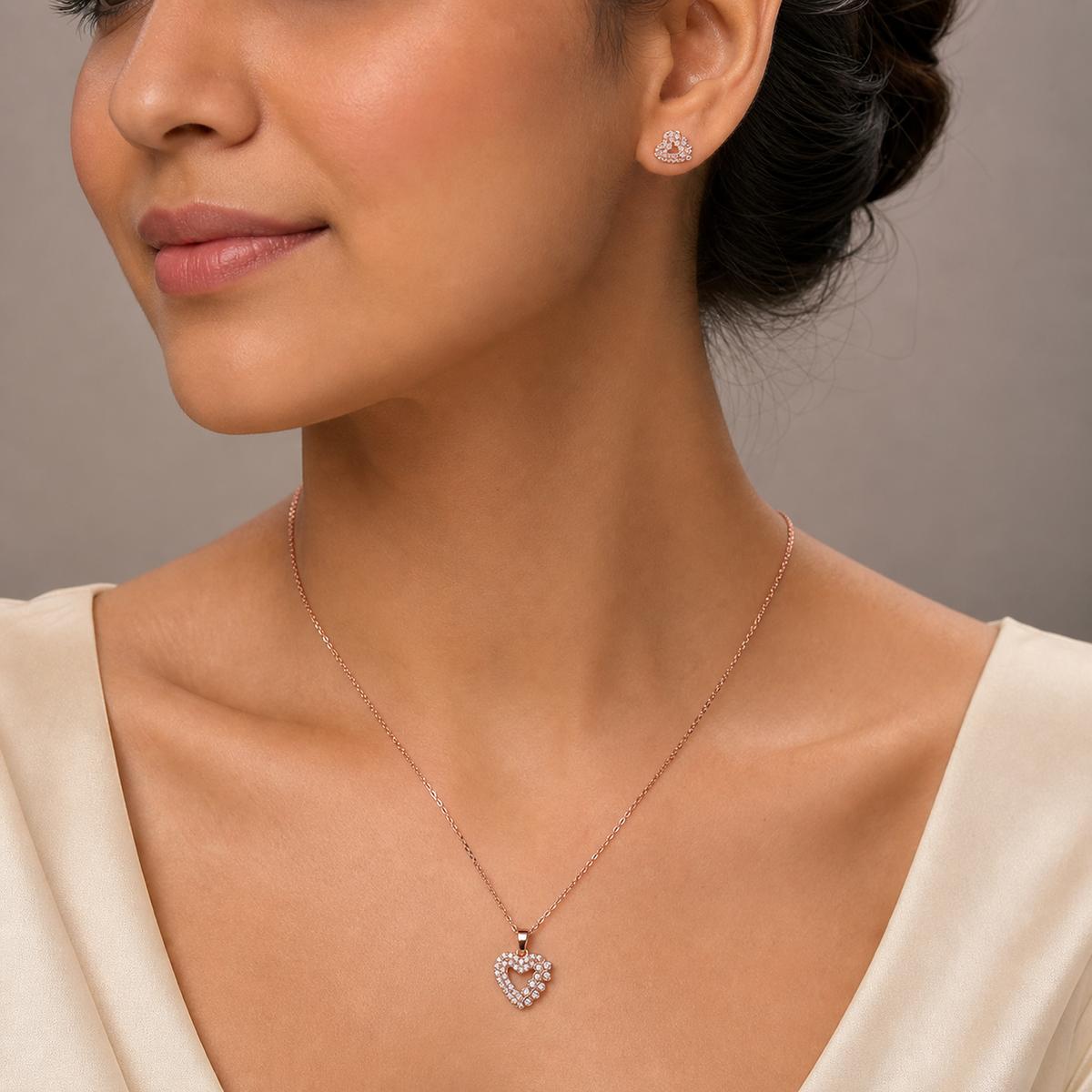 Rose Gold Open Heart Halo Jewellery Set product image 6