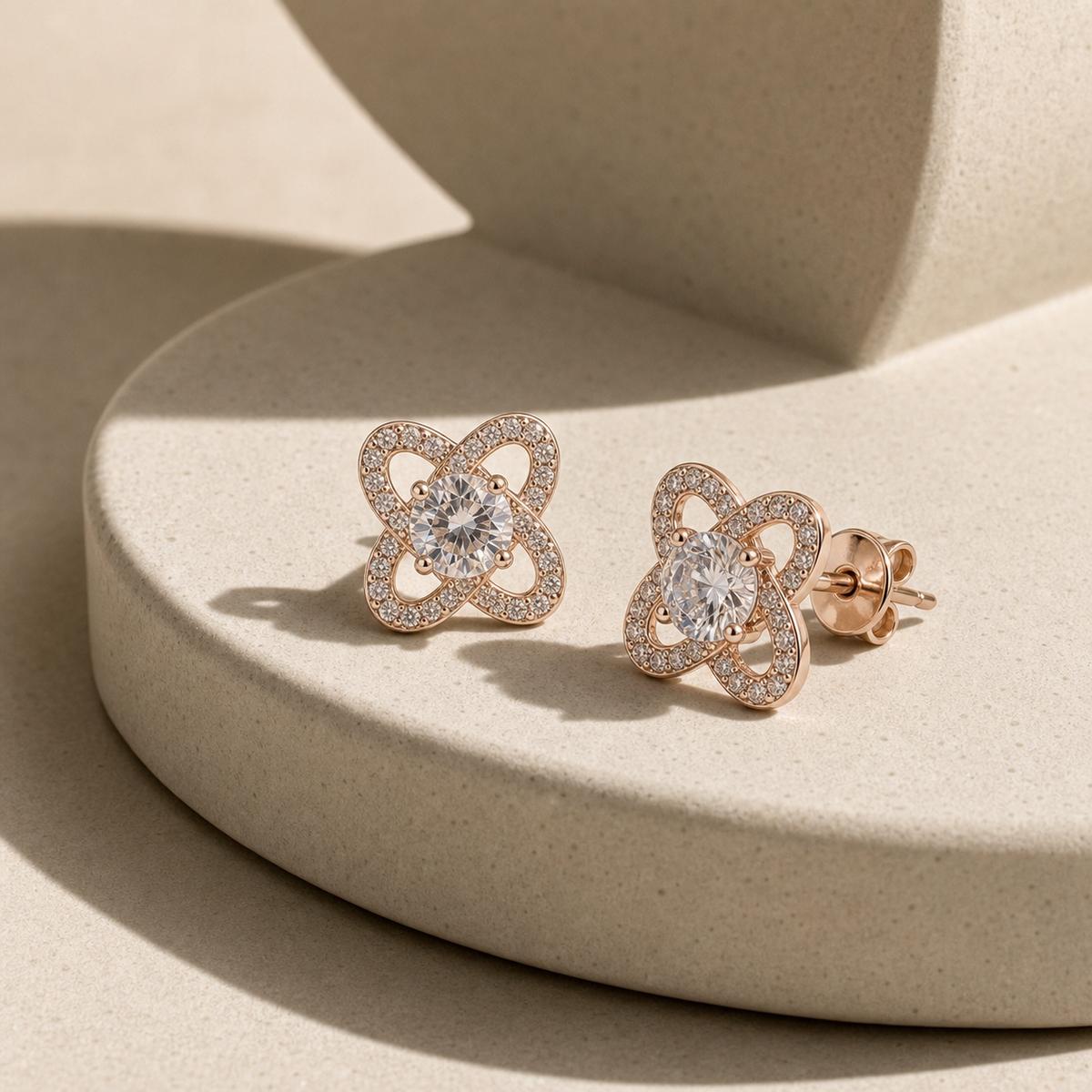 Rose Gold Oria Clover Bloom Earrings product image 4