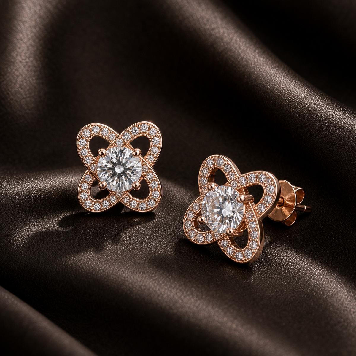 Rose Gold Oria Clover Bloom Earrings product image 6