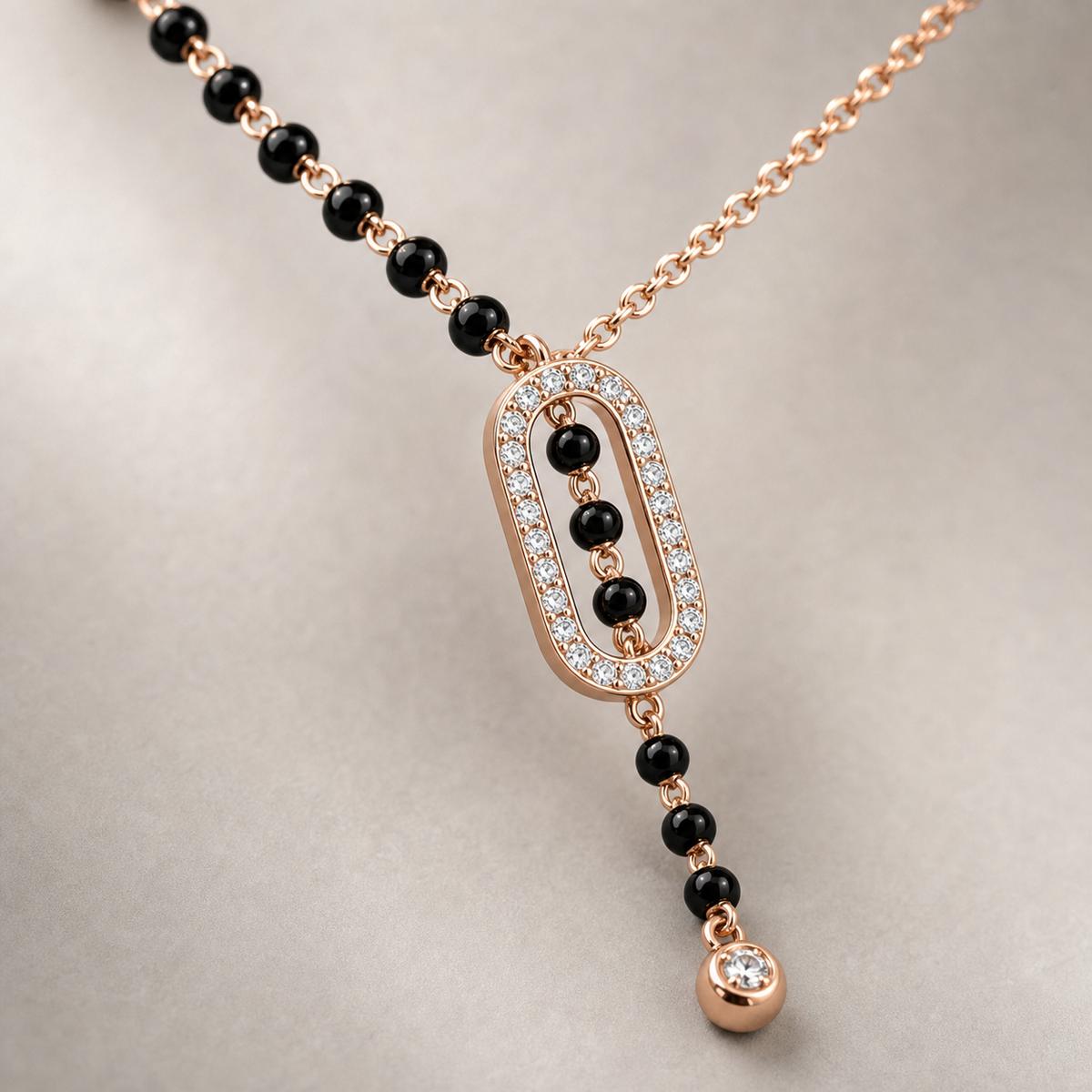 Rose Gold Oval Cascade Mangalsutra design detail