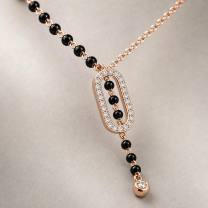 Rose Gold Oval Cascade Mangalsutra design detail