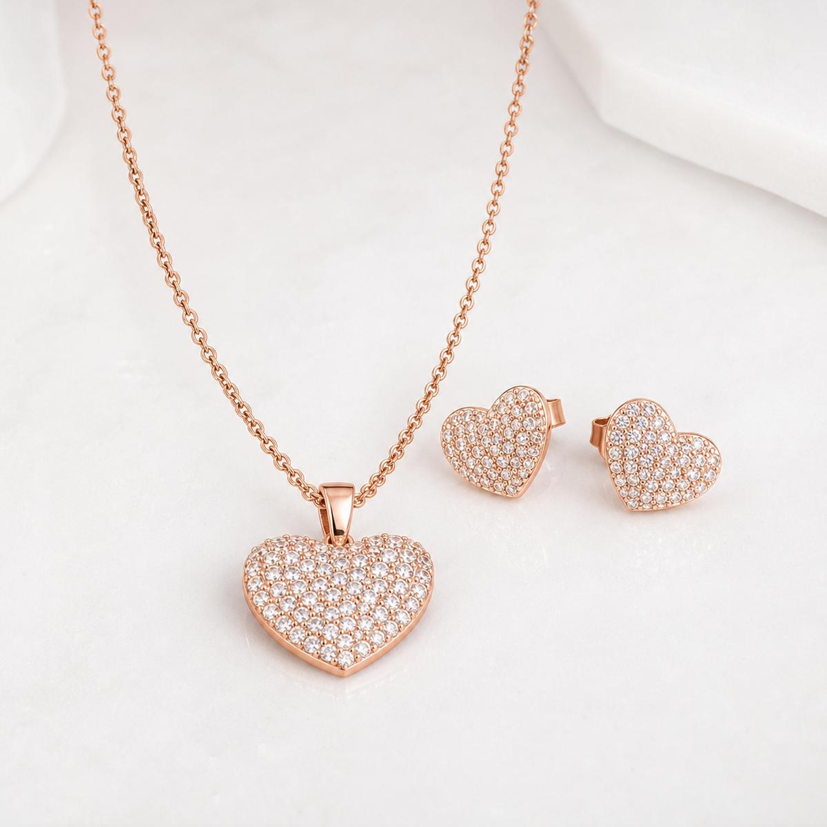 Rose Gold Pave Heart Glow Jewellery Set product image 1