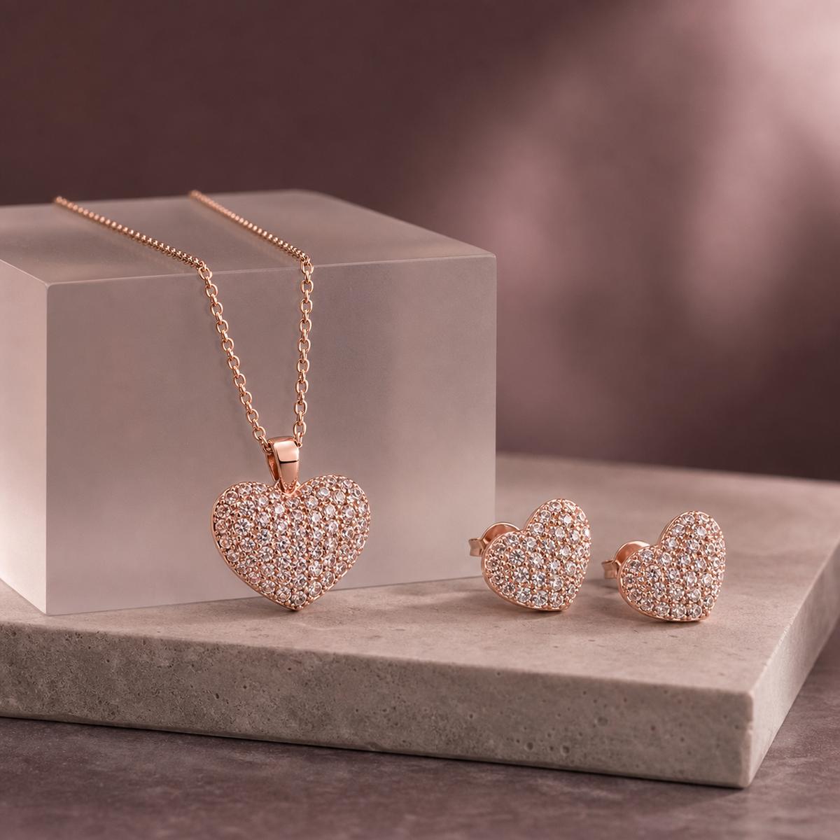Rose Gold Pave Heart Glow Jewellery Set product image 5