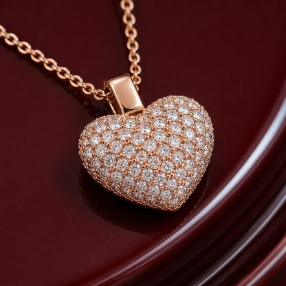 Rose Gold Pave Heart Pendant design detail