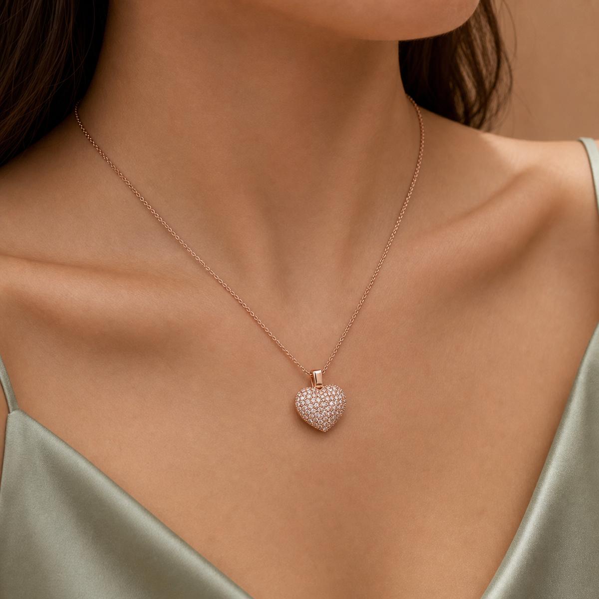 Rose Gold Pave Heart Pendant product image 3