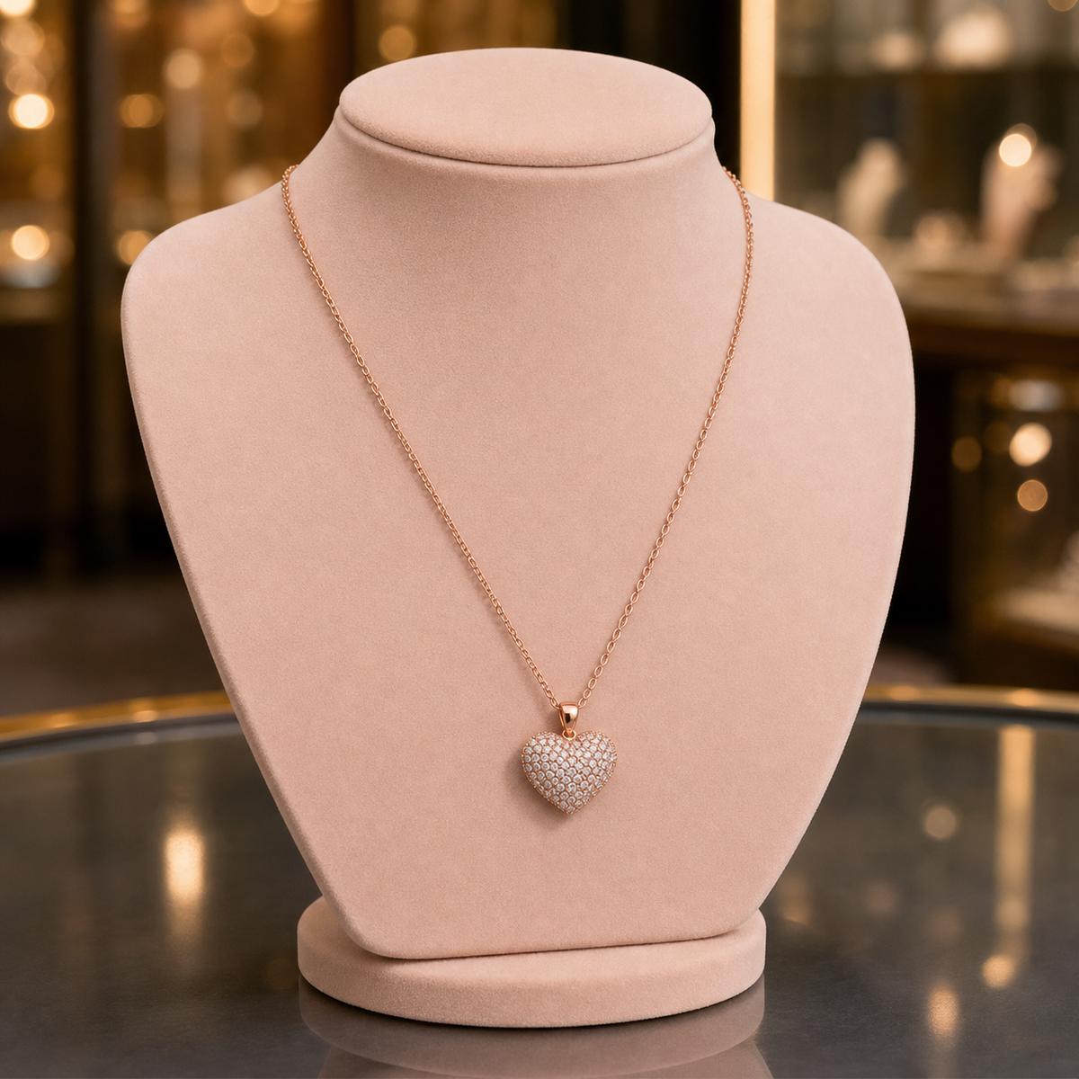 Rose Gold Pave Heart Pendant product image 6