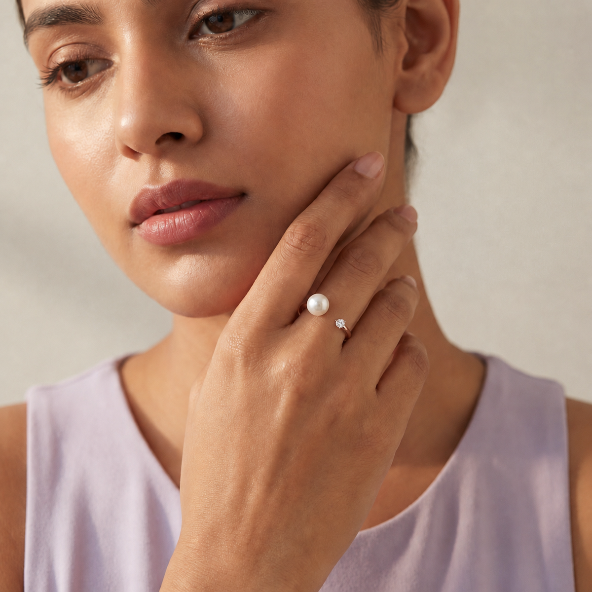 Rose Gold Adjustable Pearl Duo Ring product image 5