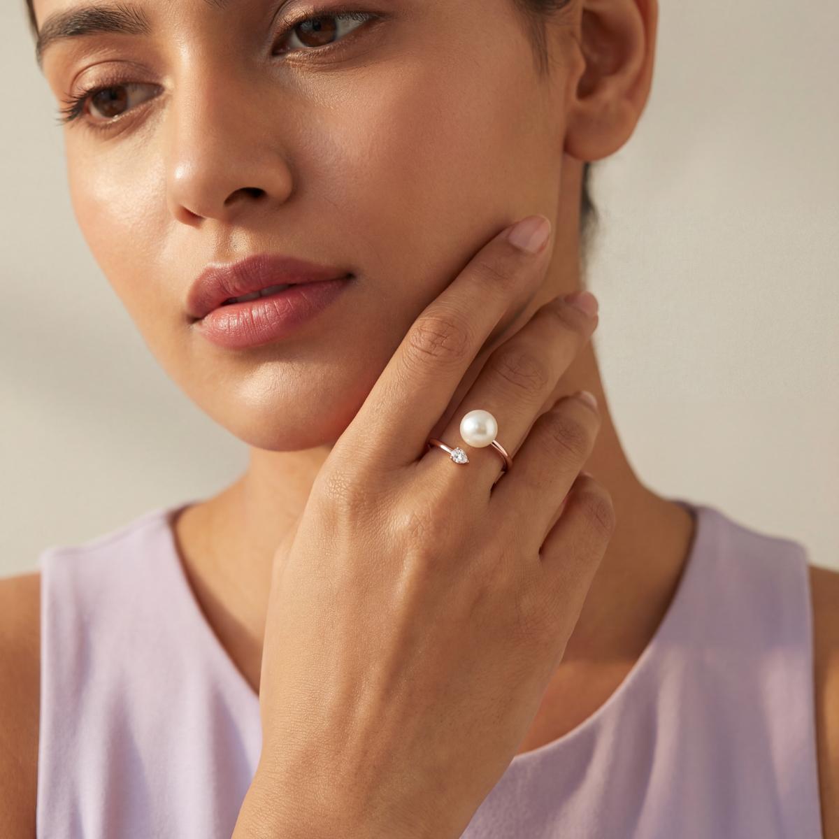 Rose Gold Adjustable Pearl Duo Ring product image 7